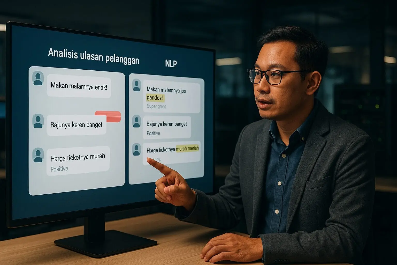 Ilustrasi Cara AI Membaca Slang Indonesia di Review Marketplace 2026