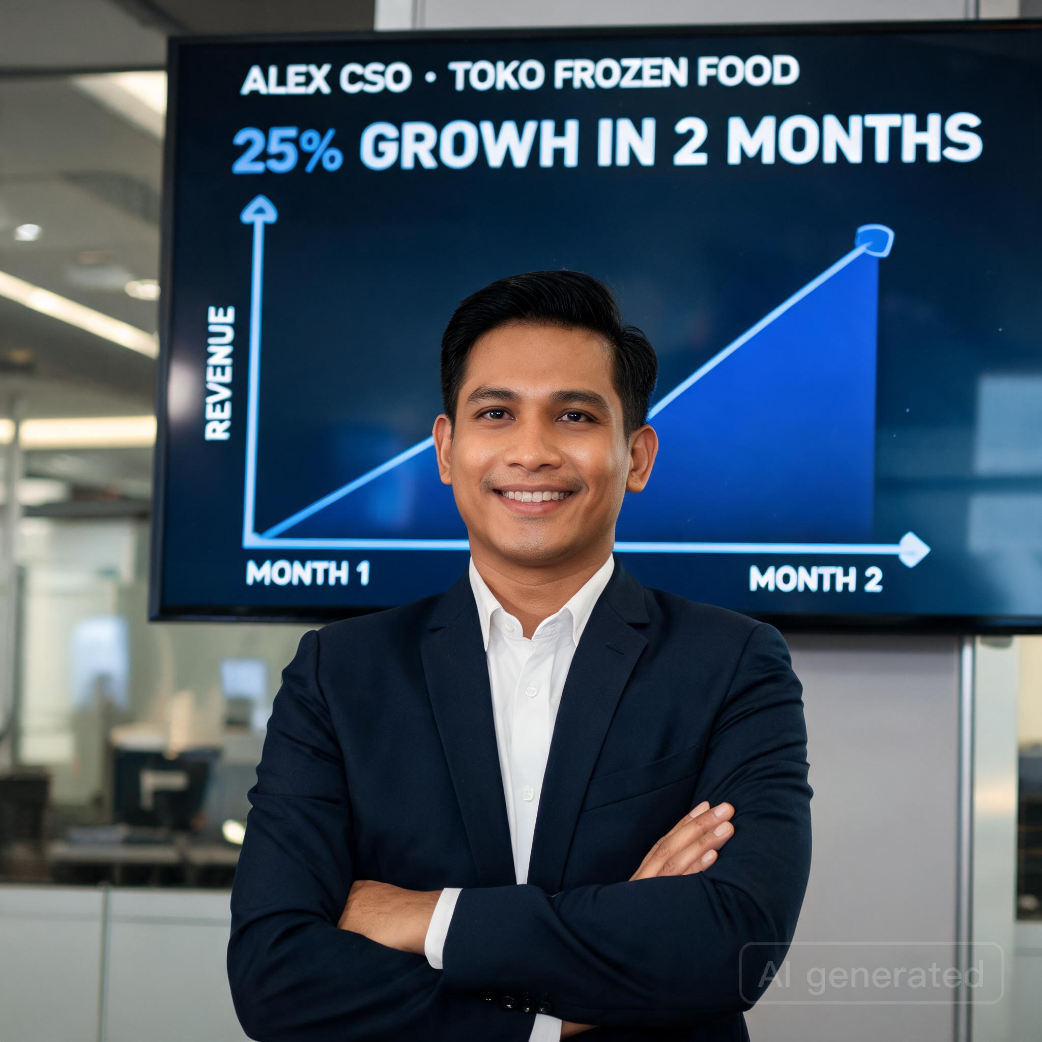 Alex CSO untuk toko frozen food, meningkatkan penjualan frozen food dengan AI, analisis kompetitor toko frozen food Jakarta, strategi promosi frozen food bagian 5